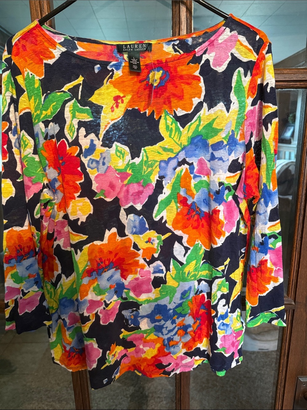 Lauren Ralph Lauren Multicolor Floral Navy Long Sleeve Top